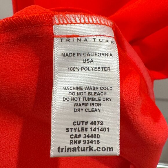 Trina Turk Neon Pink/Orange V-Neck Sleeve Blouse, Size S - Picture 4 of 4
